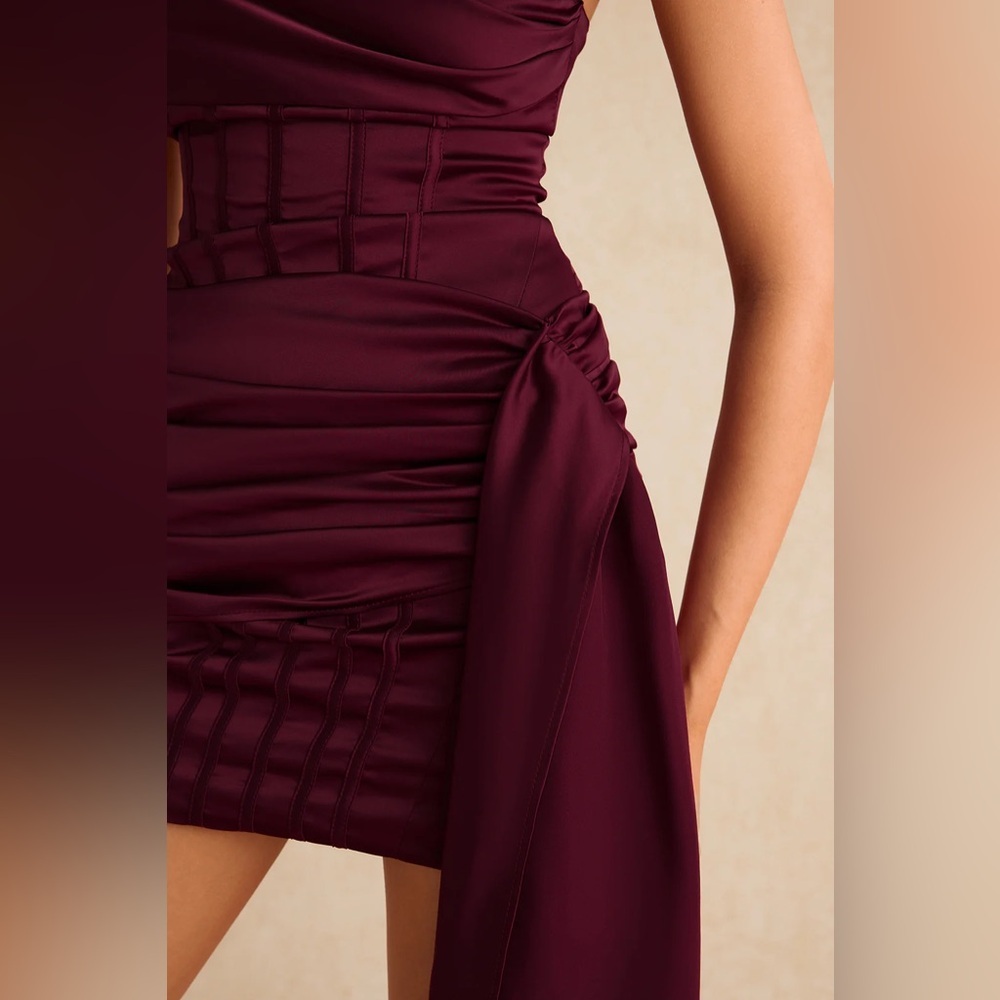 Micas Satin Asymmetrical Sleeveless Mini Dress M MA4-15 - Picture 3 of 9